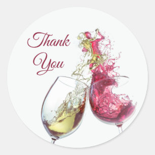 Elegant Red and White Wine Dance Wedding Ronde Sticker