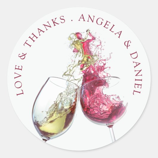 Elegant Red and White Wine Dance Wedding Ronde Sticker (Voorkant)