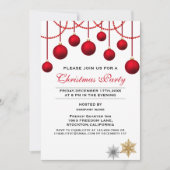 Elegant Red Bauble Corporate Kerstparty Kaart (Voorkant)