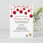 Elegant Red Bauble Corporate Kerstparty Kaart (Staand voorkant)