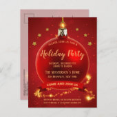 Elegant Red Bauble - Uitnodiging voor kerstfeestda (Voorkant / Achterkant)