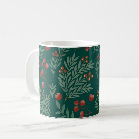 Elegant Red Berry Christmas Mug (Devant gauche)