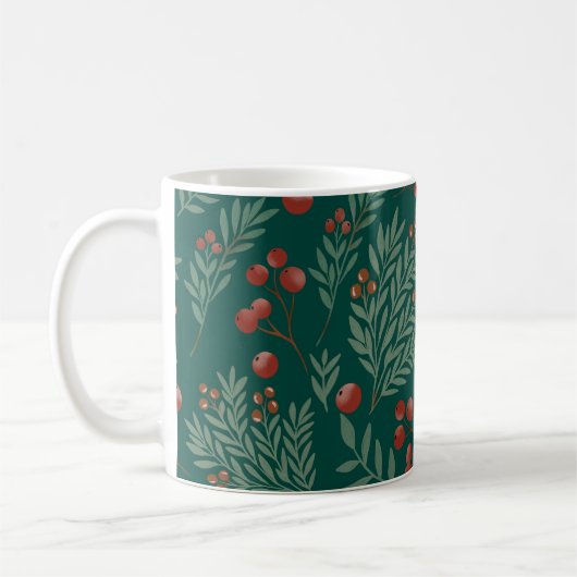 Elegant Red Berry Christmas Mug (Gauche)