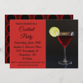 Elégant Red Black Cocktail Party Invitation (Devant / Derrière)