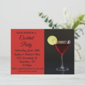 Elegant Red Black Cocktail Party Uitnodiging (Staand voorkant)