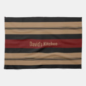 Elegant Red Black en Gold Bold Striped Kitchen Theedoek (Horizontaal)