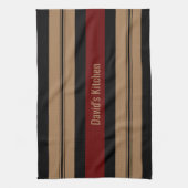 Elegant Red Black en Gold Bold Striped Kitchen Theedoek (Verticaal)
