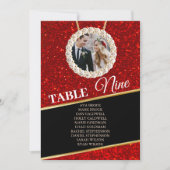 Elegant Red Black Glitter Photo Seating Chart Kaar Kaart (Voorkant)