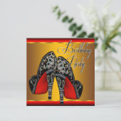 Elegant Red Black Gold Birthday Kaart (Staand voorkant)