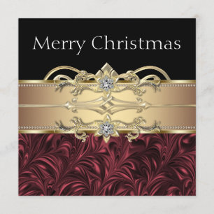 Elegant Red Black Gold-kerstfeest Kaart
