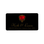 Elegant Red Black Gold Wedding RSVP Retrun Label (Voorkant)