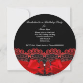 Elegant Red Black Lace Party Diamond Bow 2 Kaart (Achterkant)