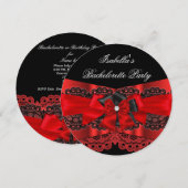 Elegant Red Black Lace Party Diamond Bow 2 Kaart (Voorkant / Achterkant)