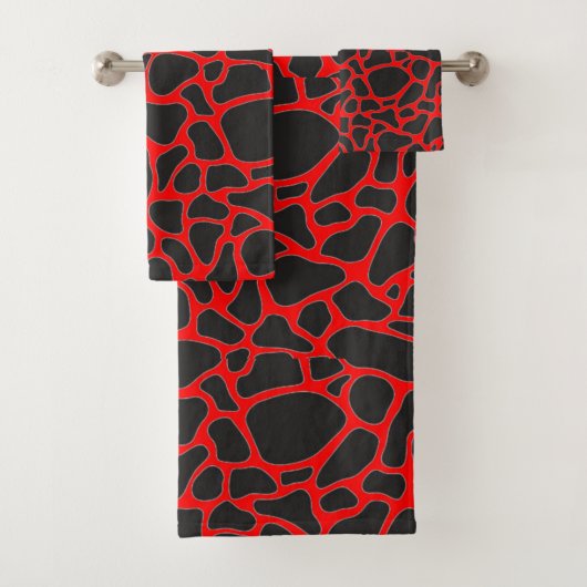 ELEGANT RED BLACK LEOPARD CHEETAH ANIMAAL PRINT BAD HANDDOEK (Insitu)