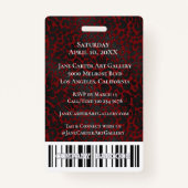 Elegant Red Black Leopard VIP All Access Pass Badge (Achterkant)
