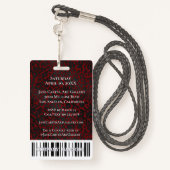 Elegant Red Black Leopard VIP All Access Pass Badge (Achterkant met draagriem)