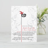 Elegant Red Black Masquerade Wedding Invitations Kaart (Staand voorkant)