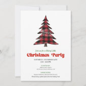 Elegant Red Black Plaid Holiday Party Invitation (Devant)
