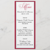 Elegant Red Black & White Script Wedding Menu Kaar (Voorkant)