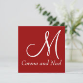 Elegant Red Black & White Wedding Invite Kaart (Staand voorkant)