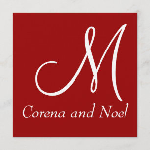 Elegant Red Black & White Wedding Invite Kaart