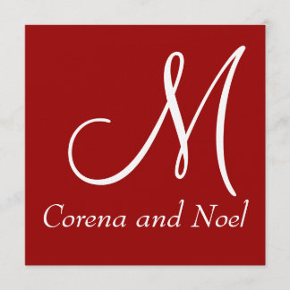 Elegant Red Black & White Wedding Invite Kaart