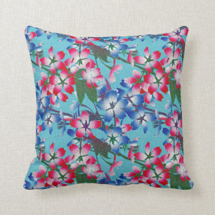 Elegant Red Blue en White Flower Kussen