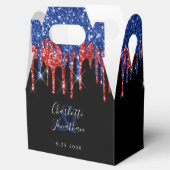Elegant Red Blue Glitter bestuurt het patriottisch Bedankdoosjes (Geopend)