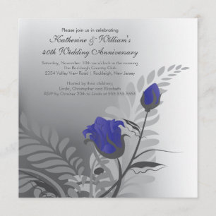 Elegant Red Blue Jubileum Invitation Kaart