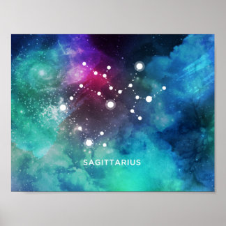 Elegant Red Blue Waterverf Nebula Sagittarius Poster