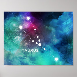 Elegant Red Blue Waterverf Nebula Taurus Poster