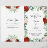 Elegant Red Blush Rozen Greenery Wedding Folded (Voorkant)