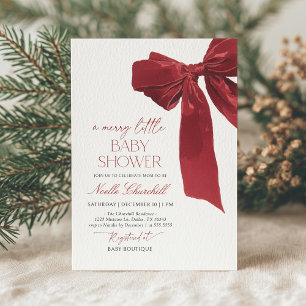 Elegant Red Bow Christmas Baby shower Kaart