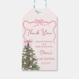Elegant Red Bow Christmas Party Gift Tag Cadeaulabel
