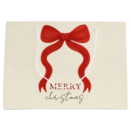 Elegant Red Bow Christmas Party -  Groot Cadeauzakje (Voorkant)
