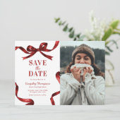 Elegant Red Bow Graduation Save the Date (Debout devant)