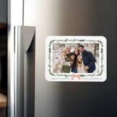 Elegant Red Bow Greenery Garland Holiday Photo Magneet