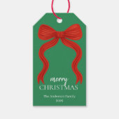 Elegant Red Bow Kerstfeest - Cadeaulabel (Voorkant)