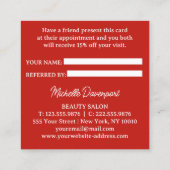 Elegant red bow square elegant referral card (Dos)
