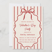 Elegant Red Bow Valentine’s Day Party Invitation (Devant)