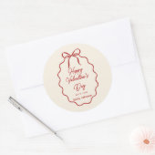 Elegant Red Bow Valentine’s Day Round Sticker  (Enveloppe)