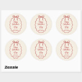 Elegant Red Bow Valentine’s Day Round Sticker  (Feuille)