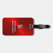 Elegant Red Brushed Metallic monogramed Initiaal Bagagelabel (Achterkant horizontaal)