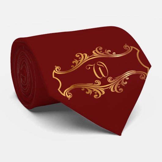 Elegant Red Burgundy Maroon Gold persoonlijke afbe Stropdas (Opgerold)