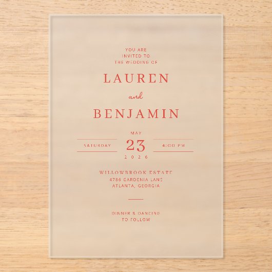 Elegant Red Calligraphy Wedding Invitation (Recto)