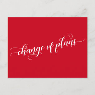 Elegant Red Change of Plans Postponed Wedding Briefkaart