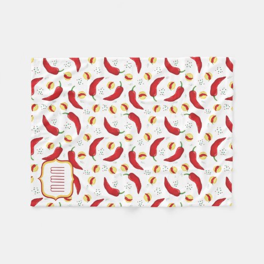 Elegant Red Chili Pattern Fleece Deken (Voorkant (Horizontaal))