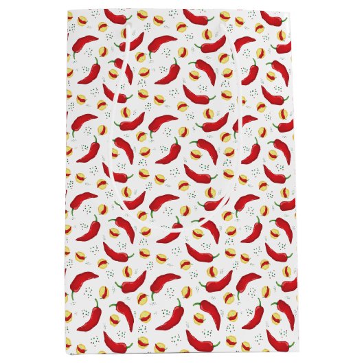 Elegant Red Chili Pattern Medium Cadeauzakje (Voorkant)