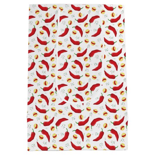 Elegant Red Chili Pattern Medium Cadeauzakje (Achterkant)