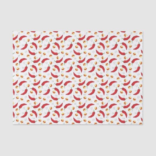 Elegant Red Chili Pattern Tissuepapier (Voorkant)